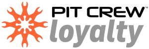 Logo of Pit Crew Loyalty; orange wrenches in a circle, text 