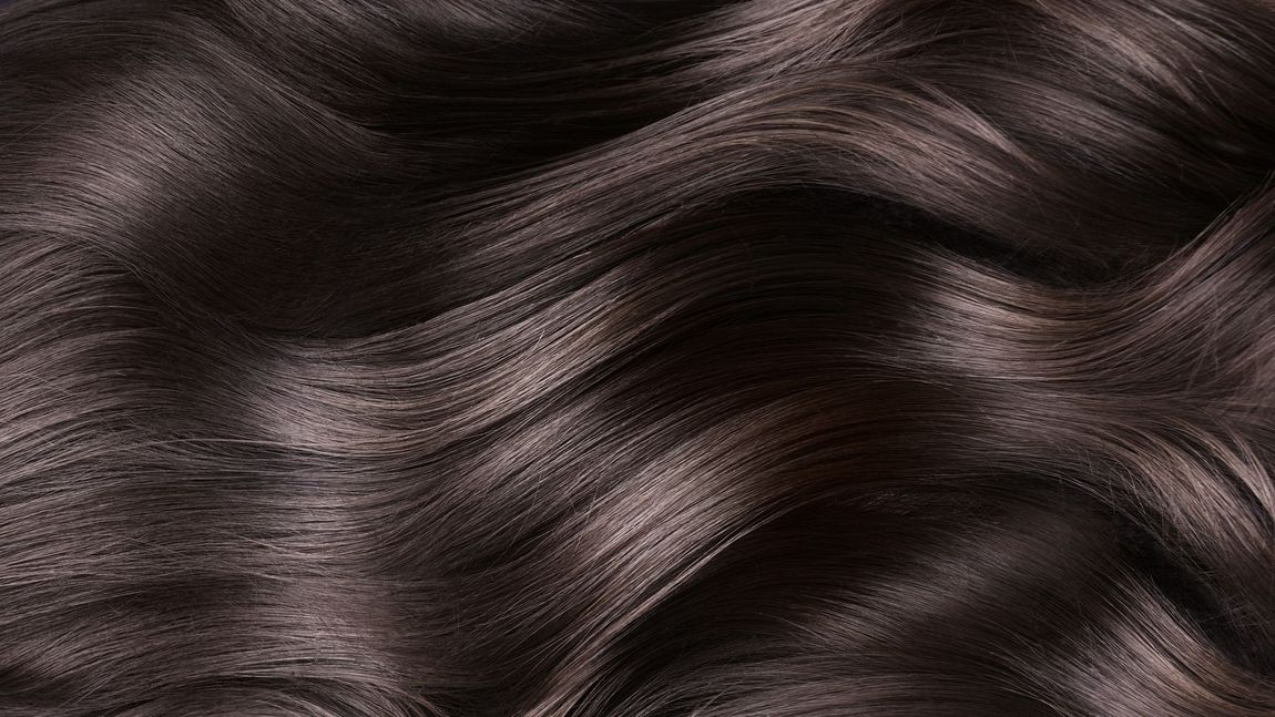 A close up of a piece of brown hair.