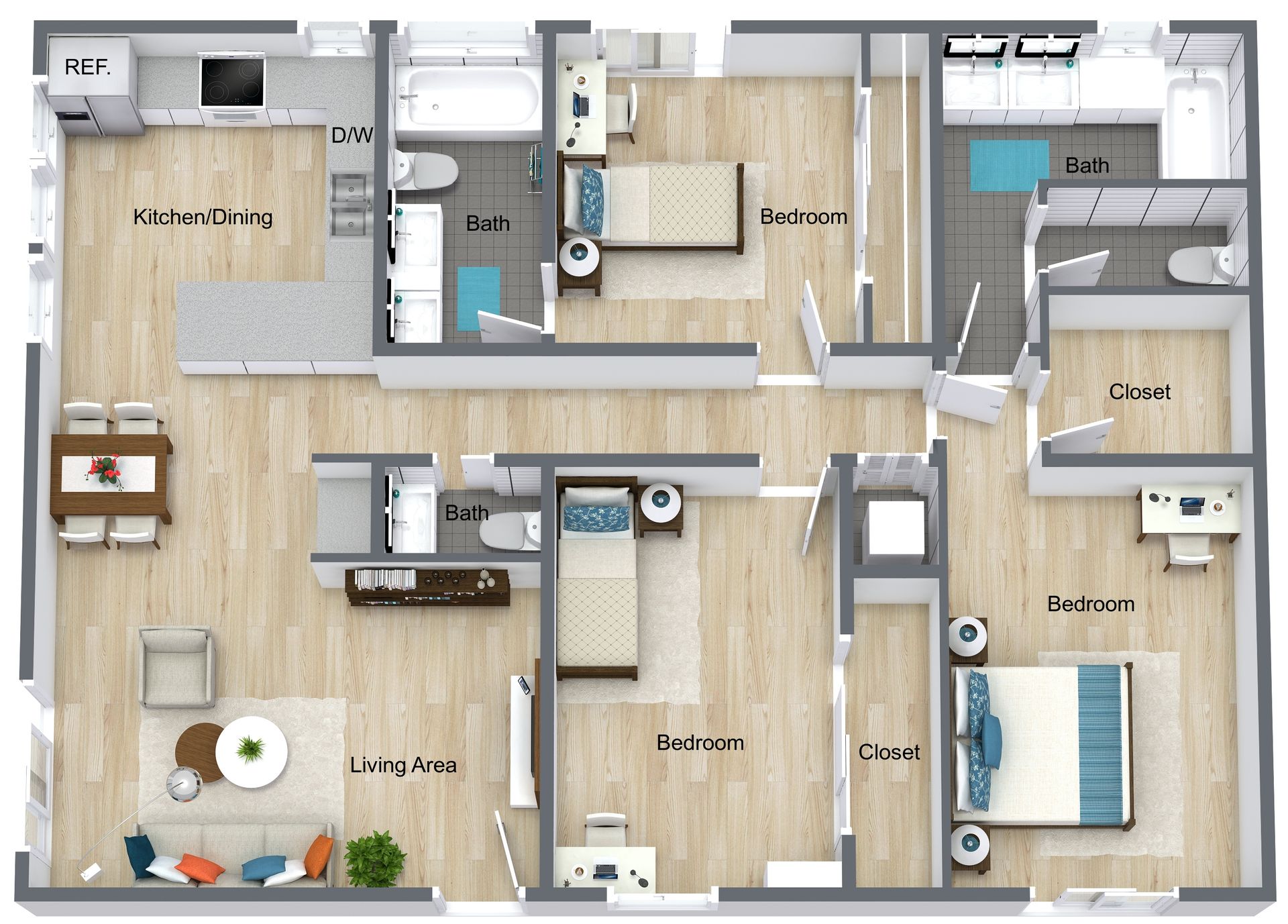 Floor plan for 3 Bedroom