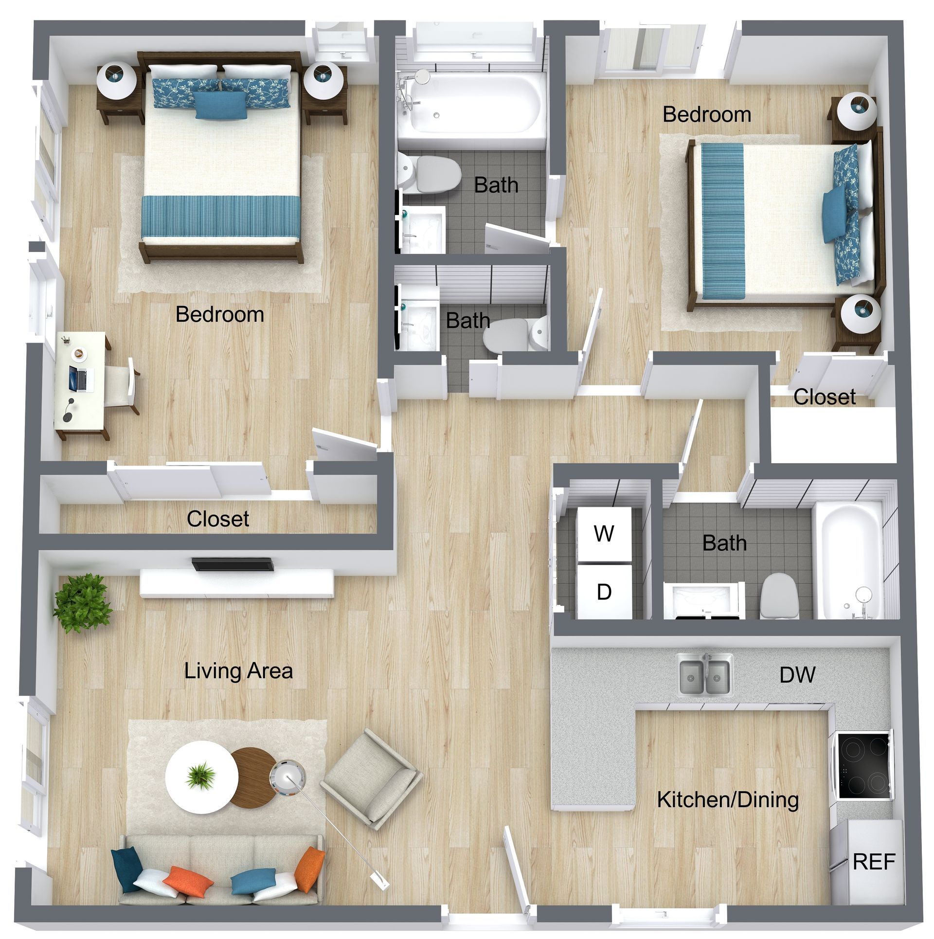 Floor plan for 2 Bedroom 2