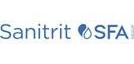 Logo Sanitrit SFA: testo grigio con il simbolo di una goccia d'acqua blu.