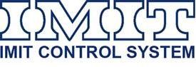 Logo per IMIT Control System in lettere sans-serif bianche su sfondo blu.