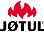 Logo: fiamme rosse sopra la parola nera Jøtul.