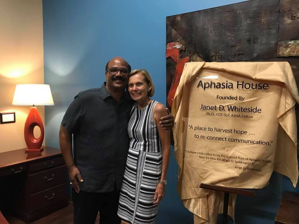 Mark McEwen with Dr. Whiteside at Aphasia House 
