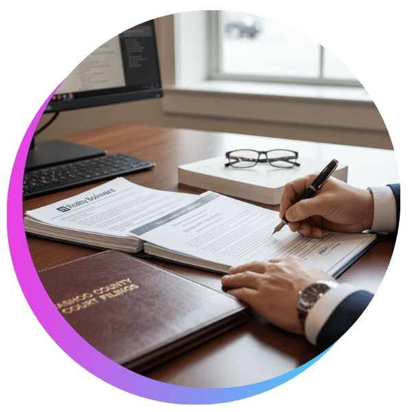 Property manager filling out an eviction notice