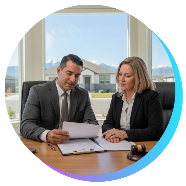 property owners reviewing documents at desk