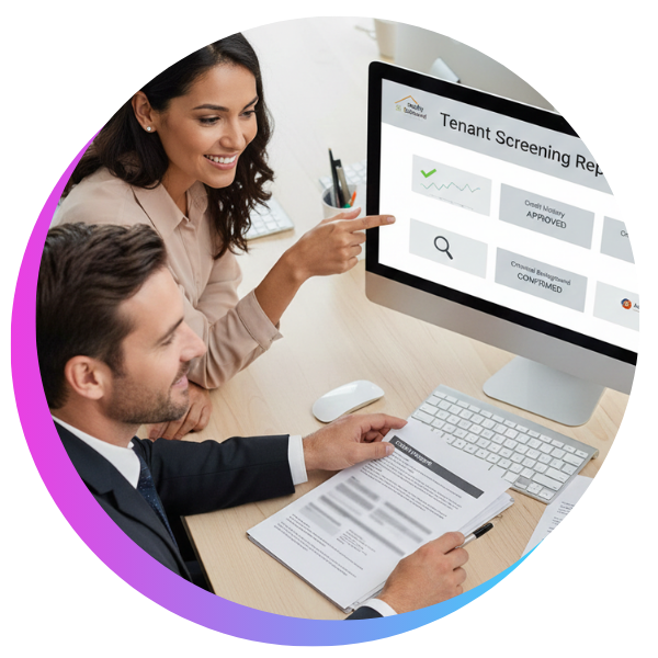 Property managers looking at a tenant screening report