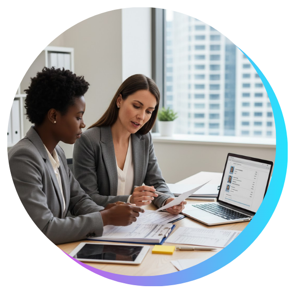 Property managers discussing screening process