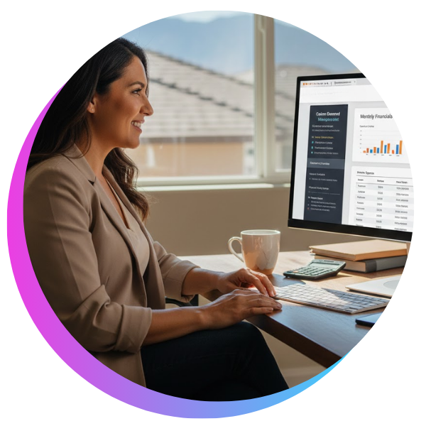 woman looking at her computer screen