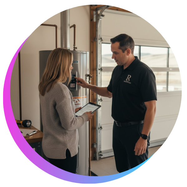 HVAC contractor speaking with home owner