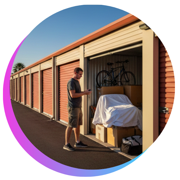 man moving into storage unit