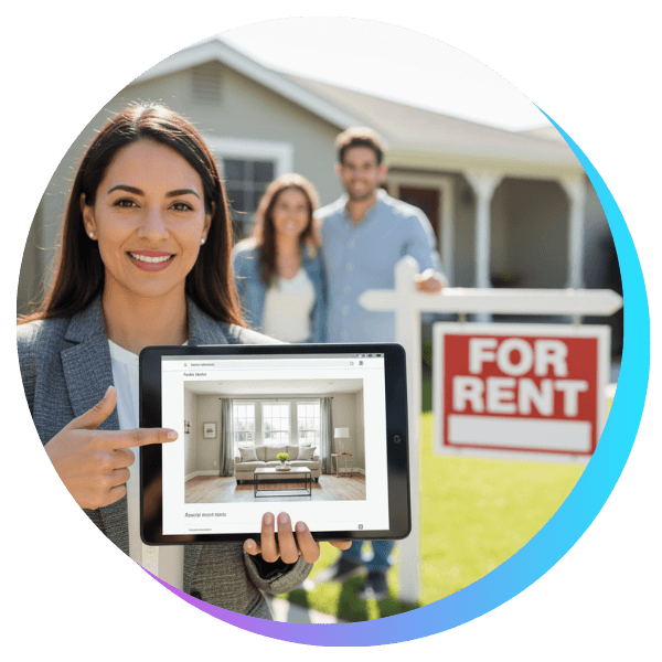 property manager showing a house for rent