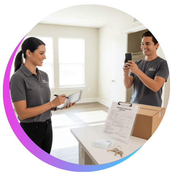 property managers readying an apartment for rent
