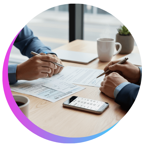 property manager meeting with prospective tenants