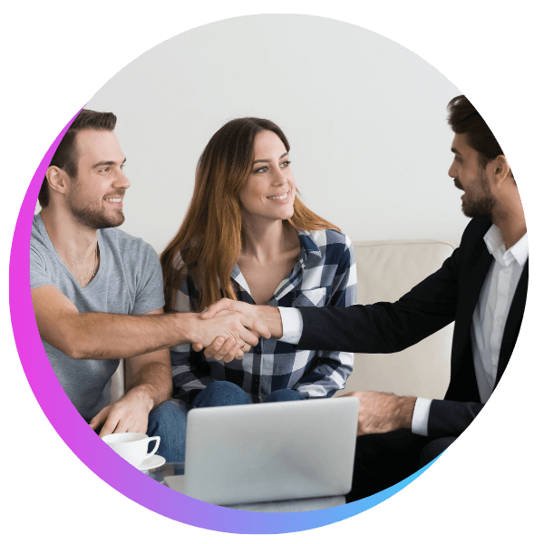 property manager meeting with prospective tenants