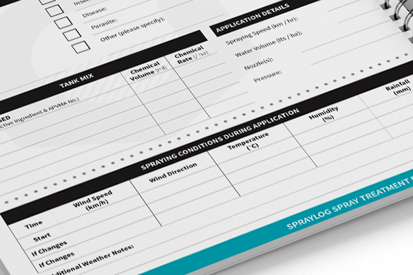 spray logbook closeup by rapid spray