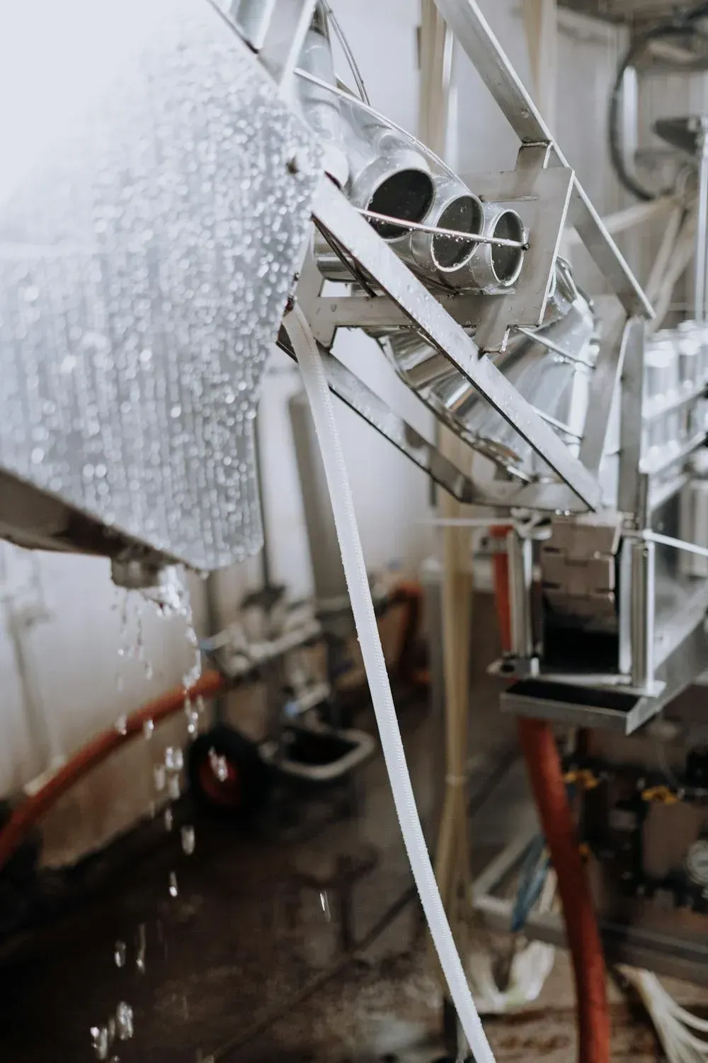 Manufacturing water spraying system with stainless steel nozzles and pipes.