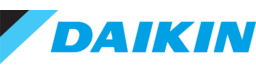 The daikin logo is blue and black on a white background