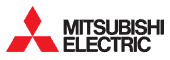 The logo for mitsubishi electric is red and black with a white background.