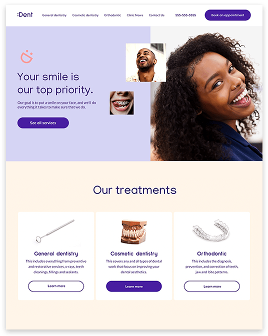 Dental Clinic | ระบบเว็บไซต์พร้อมใช้ | เว็บไซต์สำเร็จรูป | เครื่องมือสร้างเว็บ | แกรมดิจิทัล | GramDigital