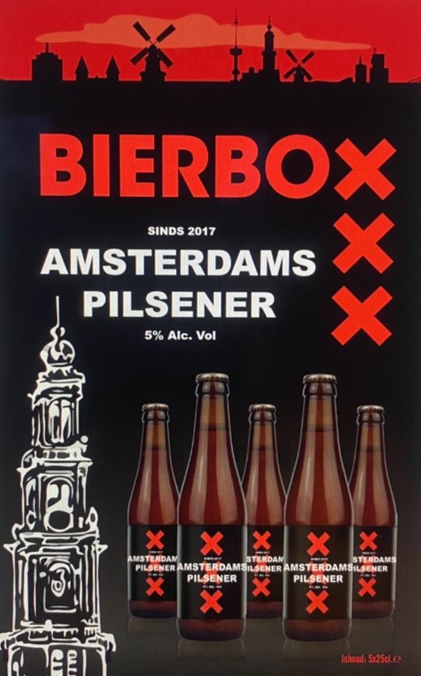 Bierbox houtenkist 5 flesjes met breekijzer