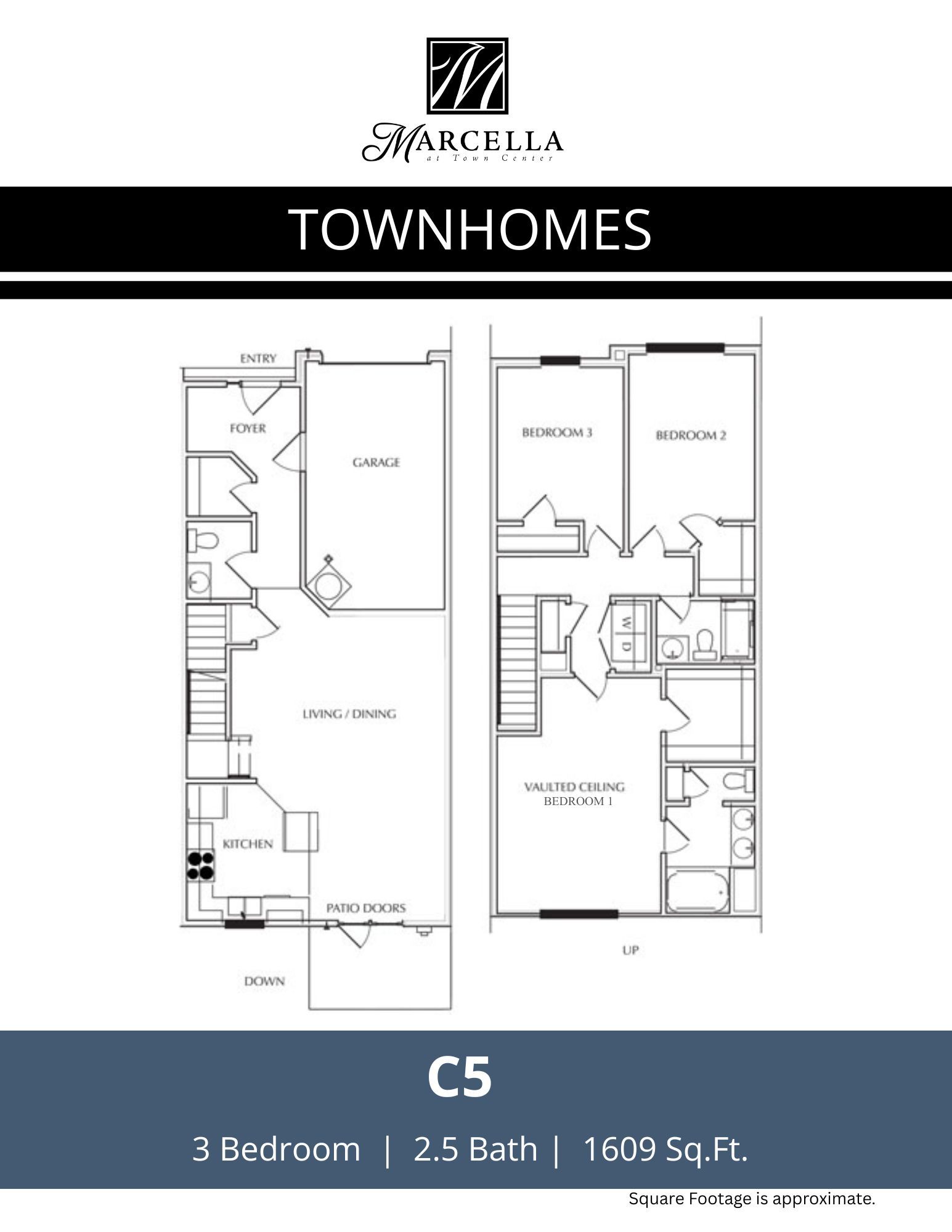 A black and white floor plan of a 3 bedroom apartment.