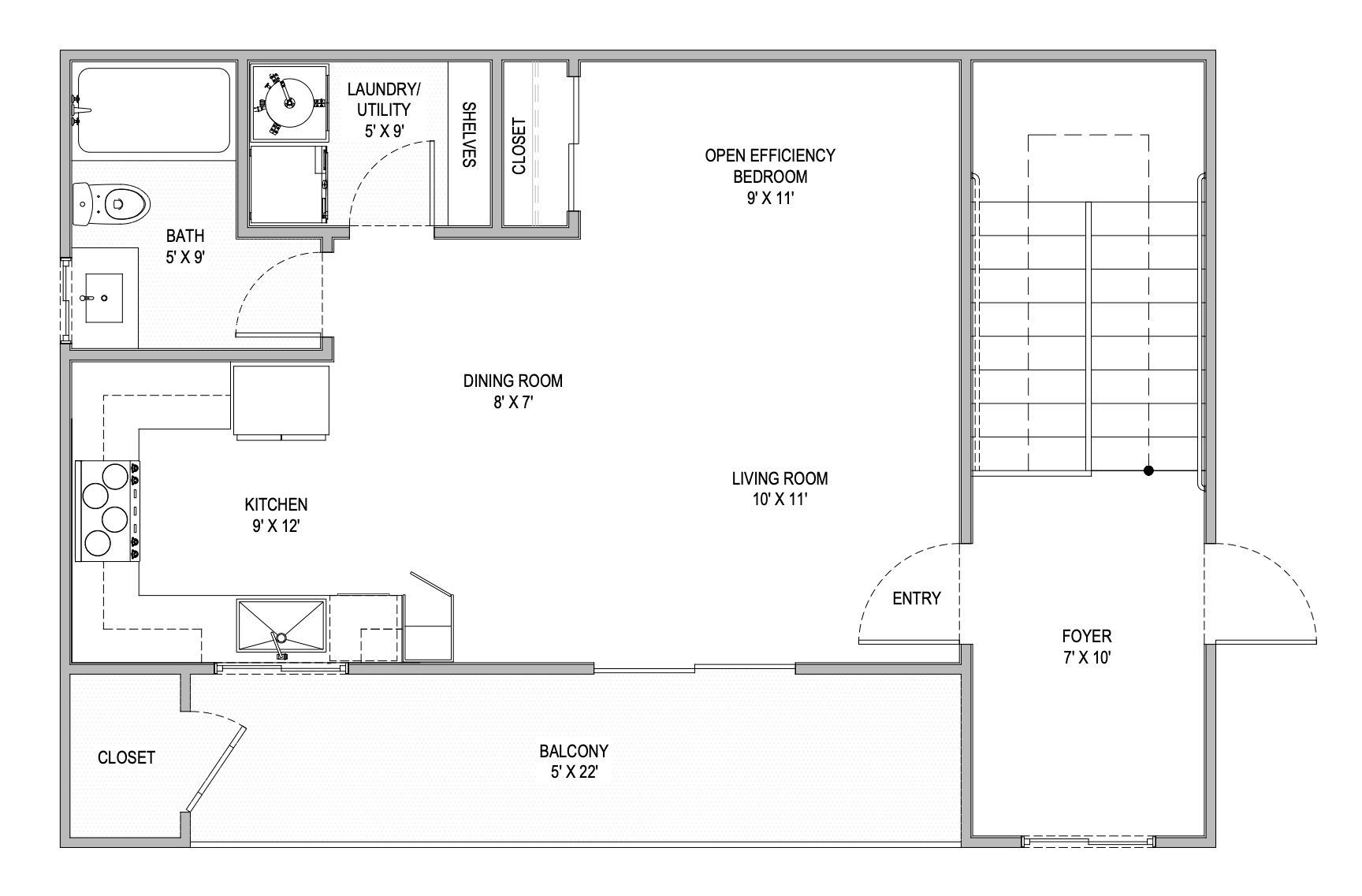 A black and white floor plan of a house.