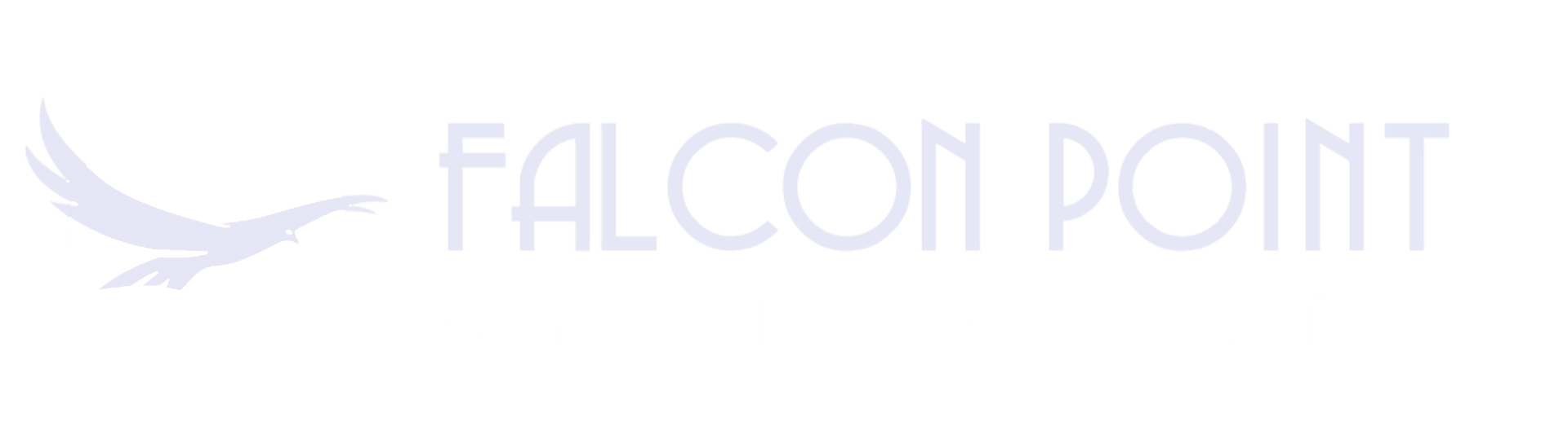 Falcon Point logo with stylized bird and text in light blue.