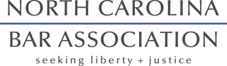 Logo of the North Carolina Bar Association, a legal organization; below the name reads 