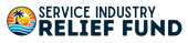 The service industry relief fund logo is blue and black.
