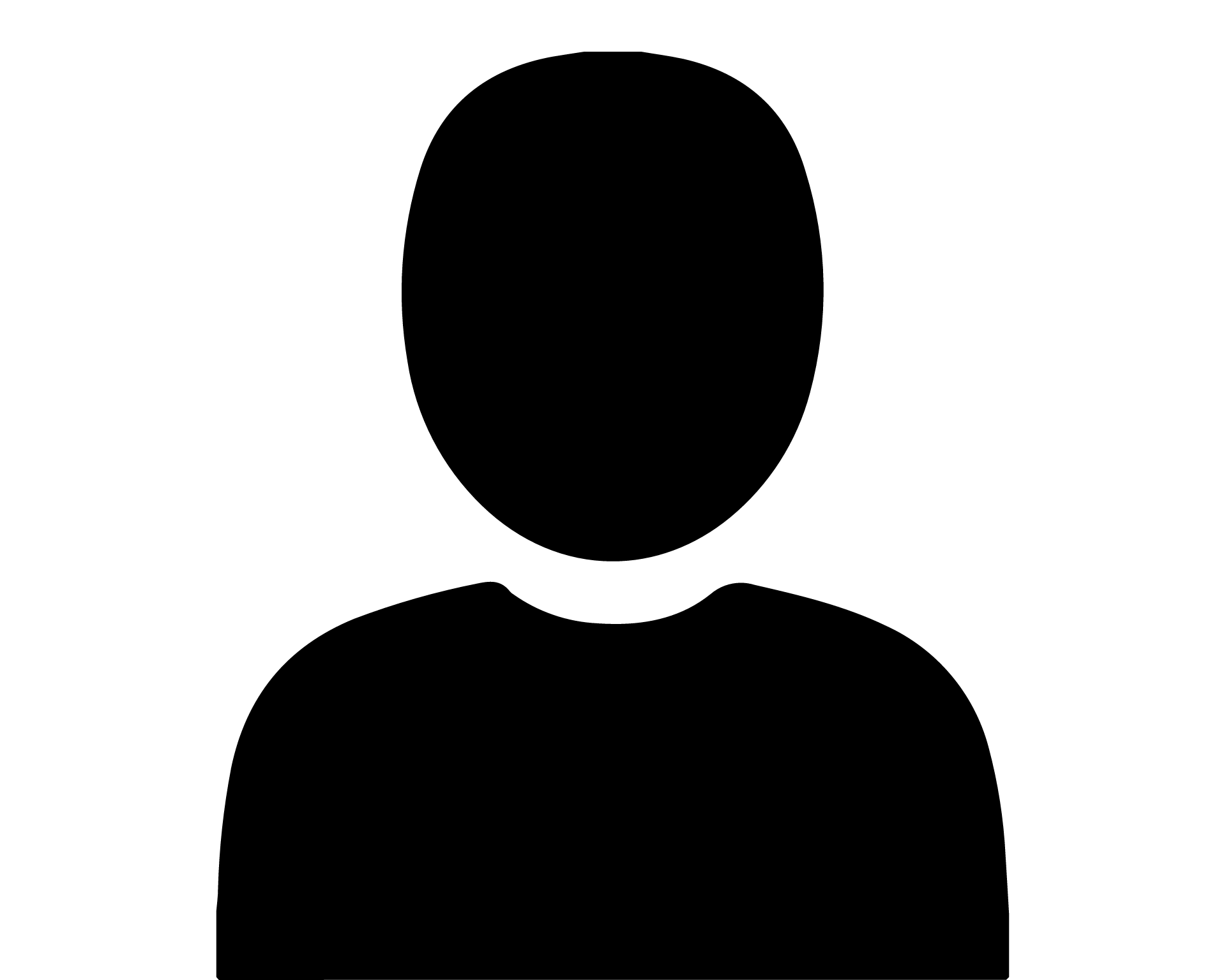 Black user silhouette icon on a white background