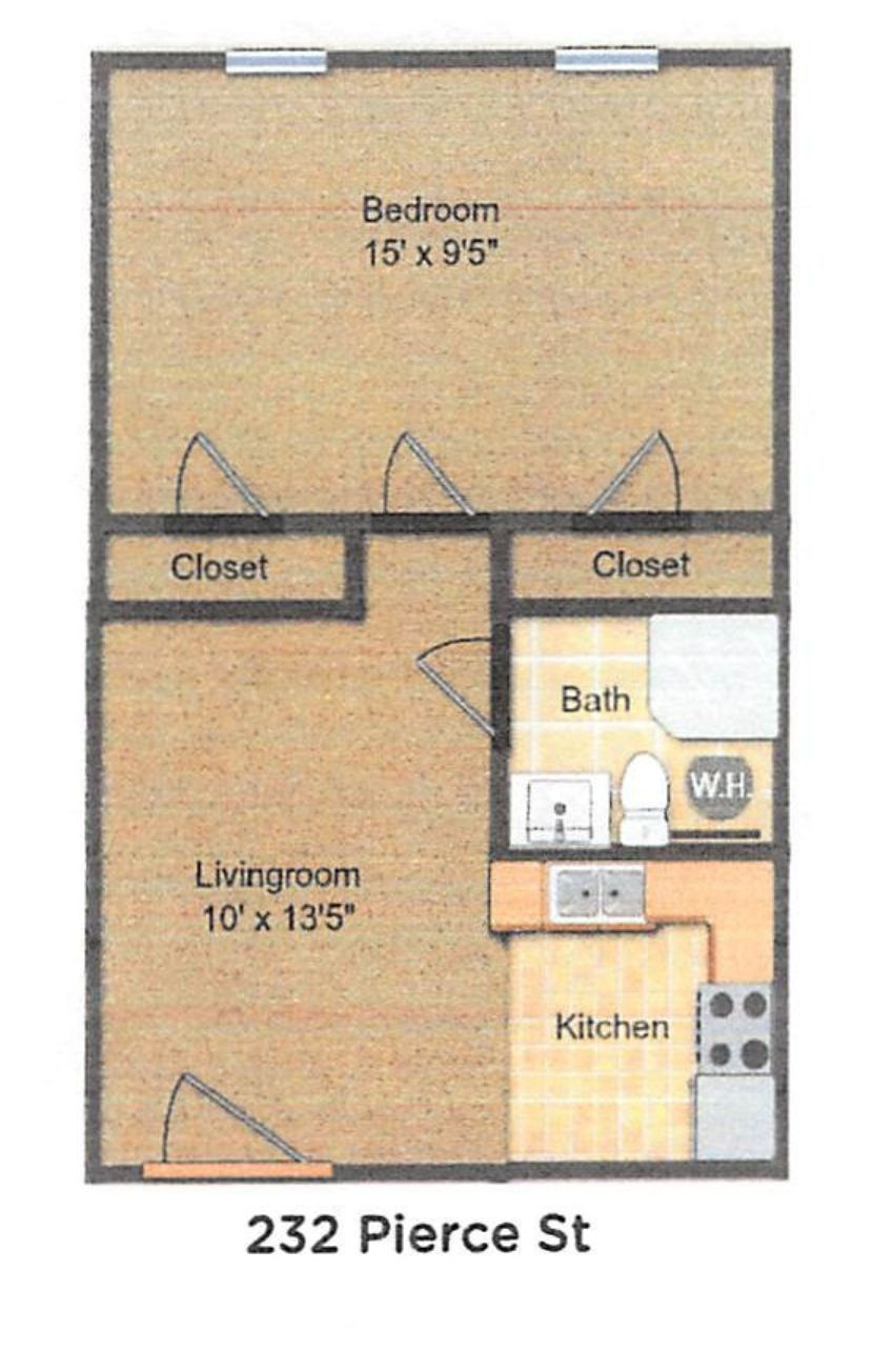 232 Pierce St. 1BR floor plan