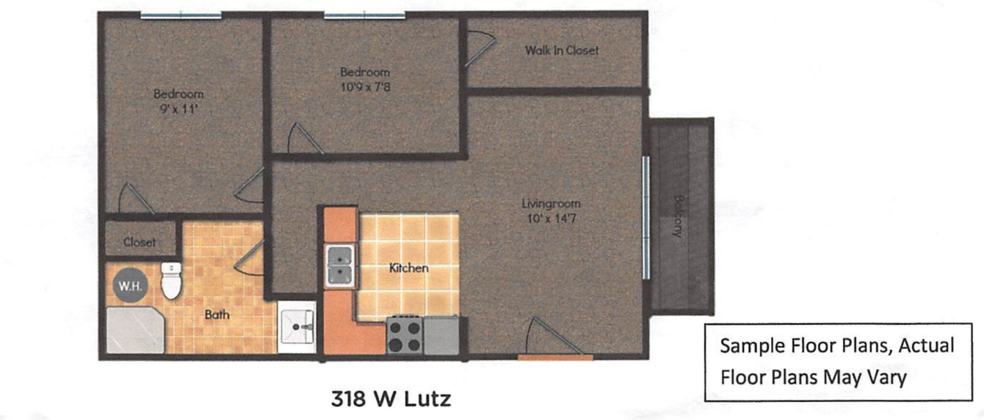 318 W Lutz St. 2BR floor plan