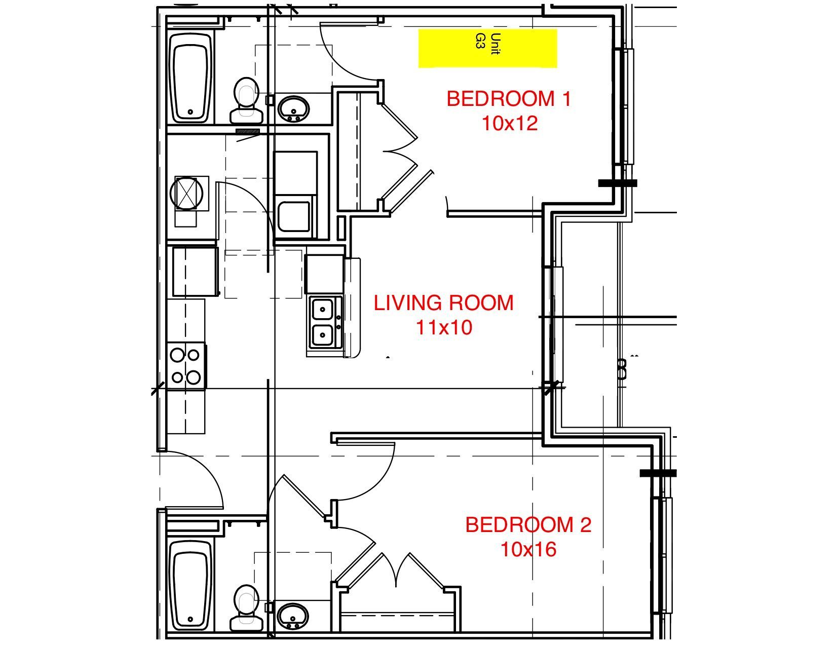 Hi Vine 2 BR floor plan