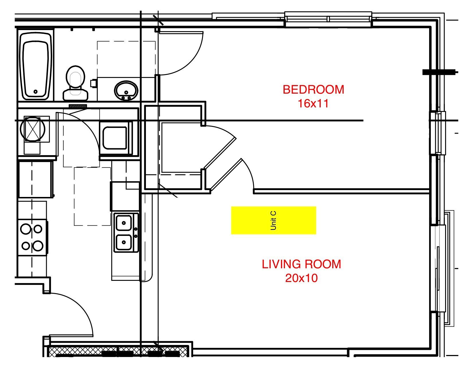 Hi Vine 1 BR floor plan