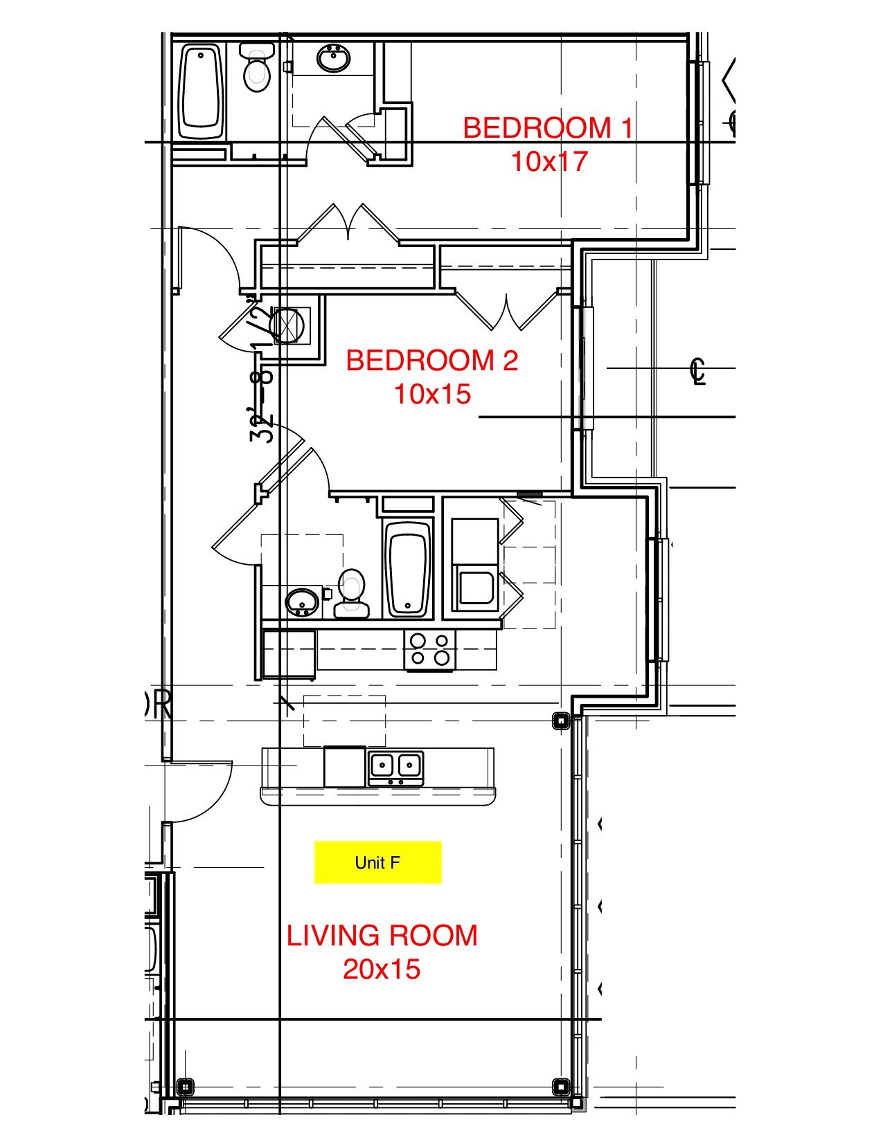 Hi Vine 2 BR floor plan Unit F