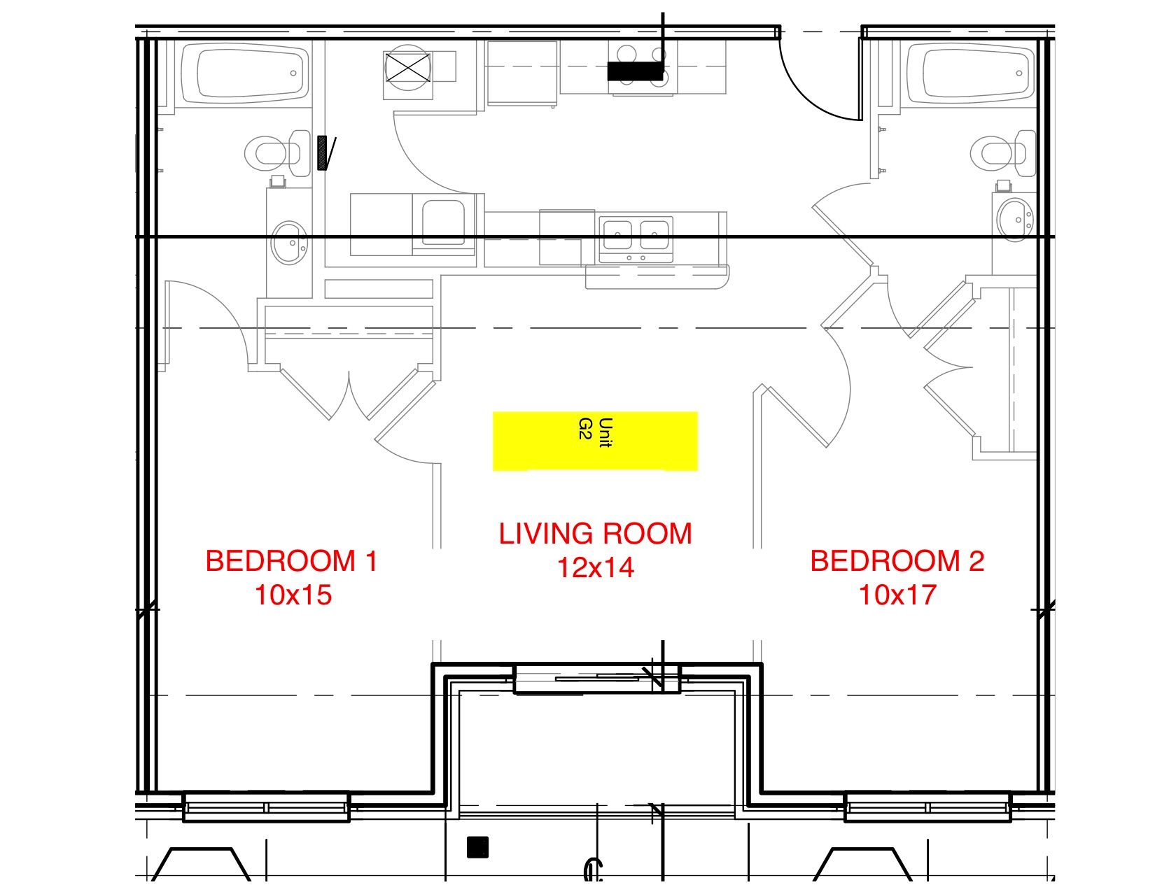 Hi Vine 2 BR floor plan Unit G2