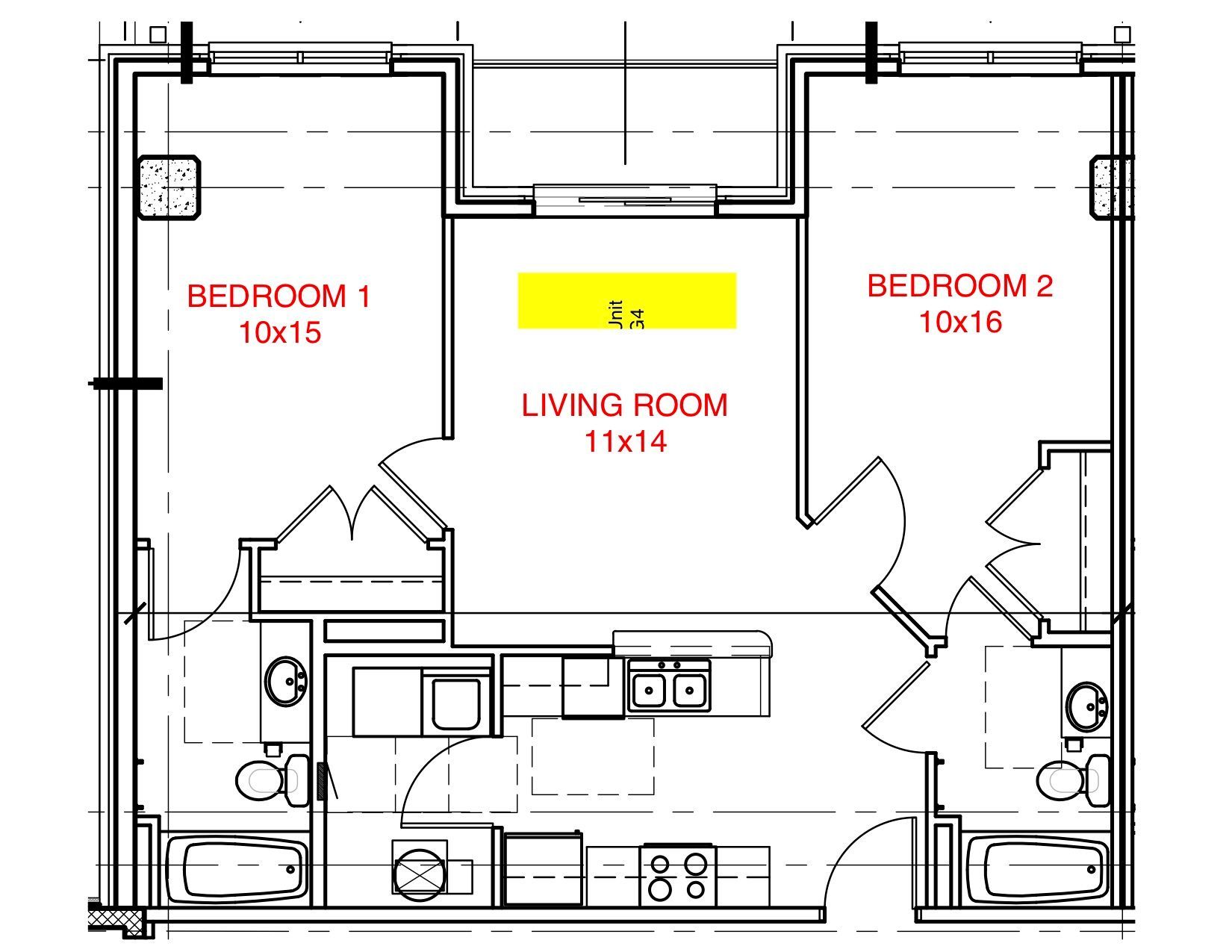 Hi Vine 2 BR floor plan Unit G4