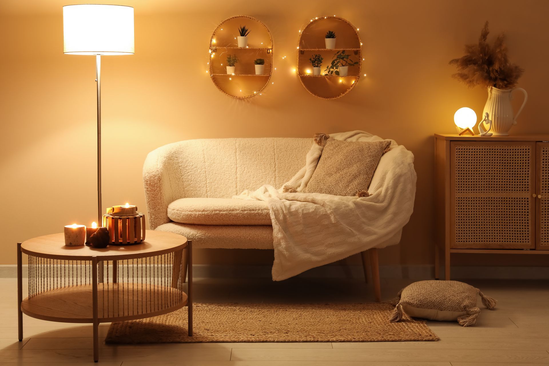 Different lighting options within an apartment.