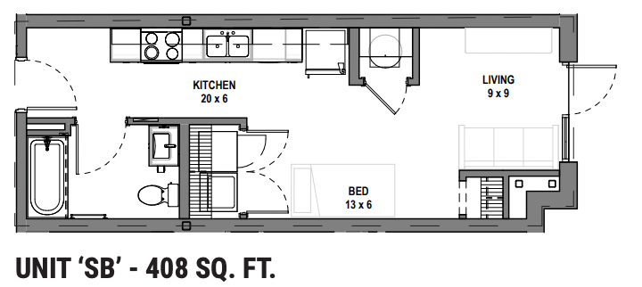 221 Waldron studio floor plan