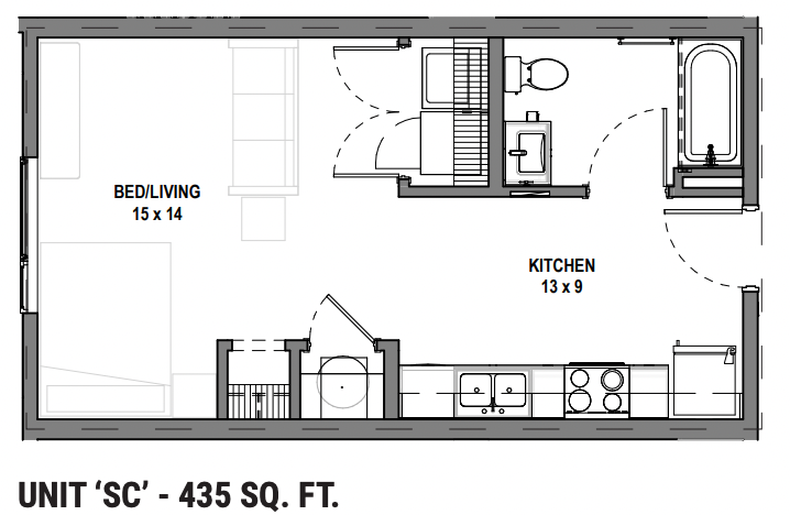 221 Waldron studio floor plan