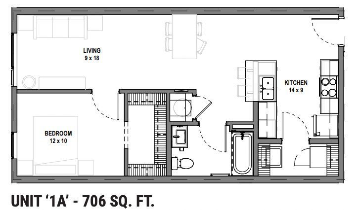 221 Waldron 1 BR floor plan