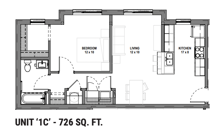 221 Waldron 1 BR floor plan