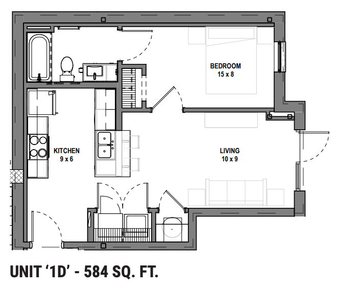 221 Waldron 1 BR floor plan