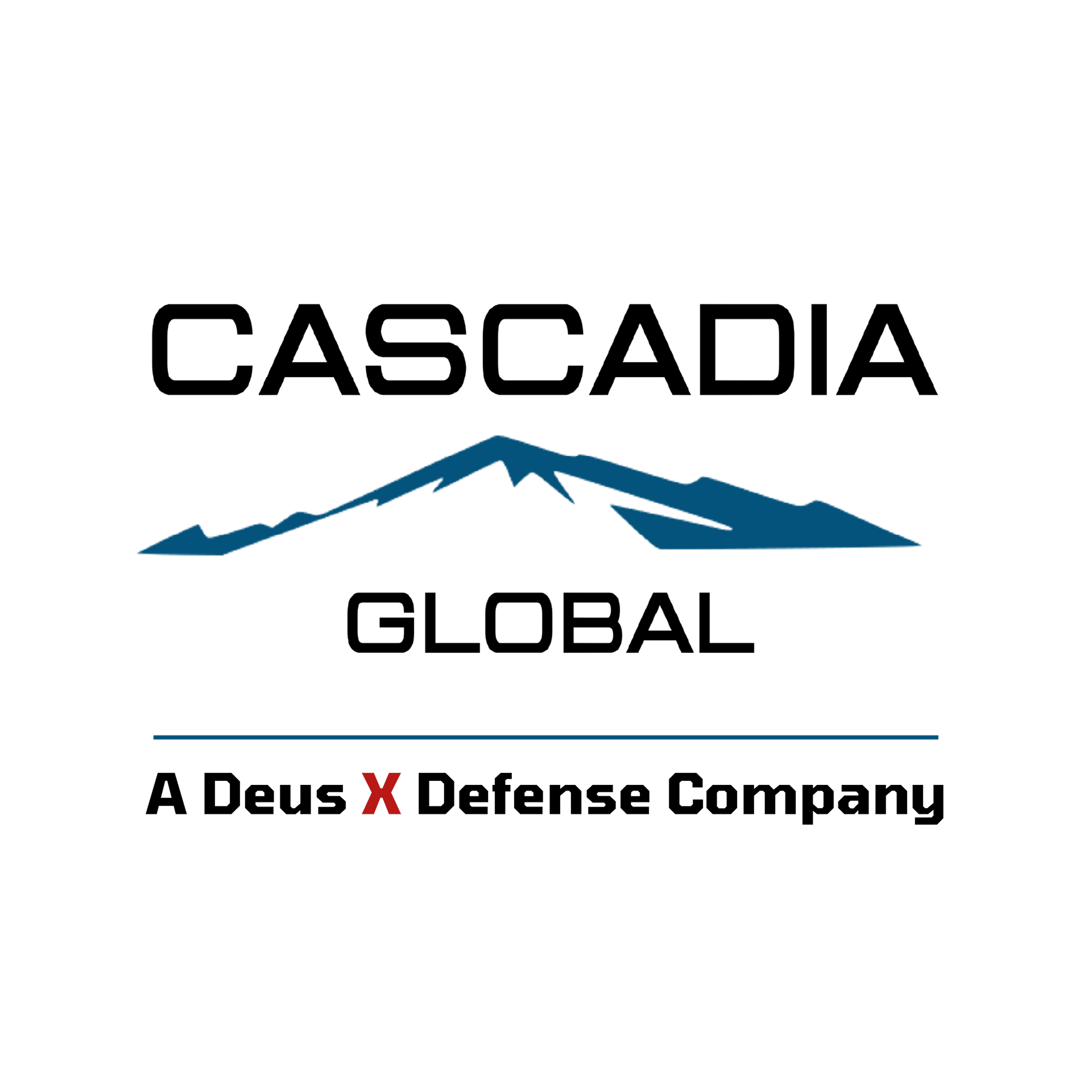 A logo for cascadia global with a mountain in the middle.