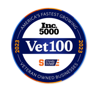 A sticker that says inc 5000 vet 100 veteran owned businesses