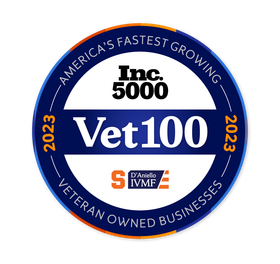 A sticker that says inc. 5000 vet 100 veteran owned businesses
