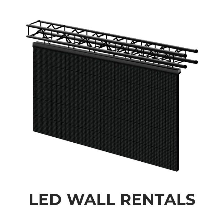 A black led wall with a metal frame attached to it.