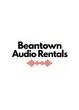 The logo for audio rentals of boston is black and red.
