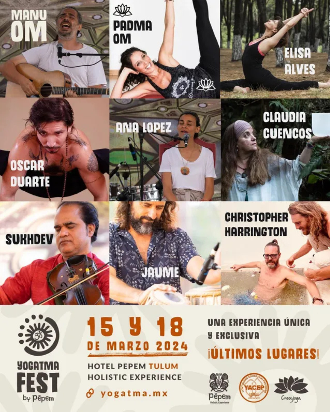 Un cartel de un festival con mucha gente.
